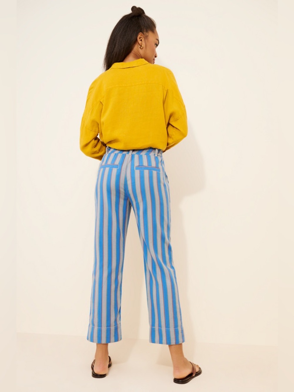 Free People Marielle Striped Pull-On Pants NWT Blue - Picture 12 of 12